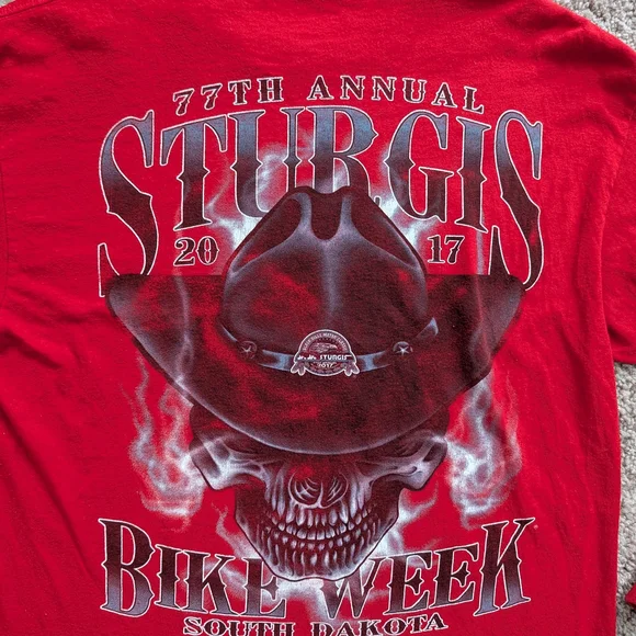 Sturgis Red 2017 77th Annual Bike Week South Dakota Long Sleeve Shirt Size Large - Picture 3 of 9